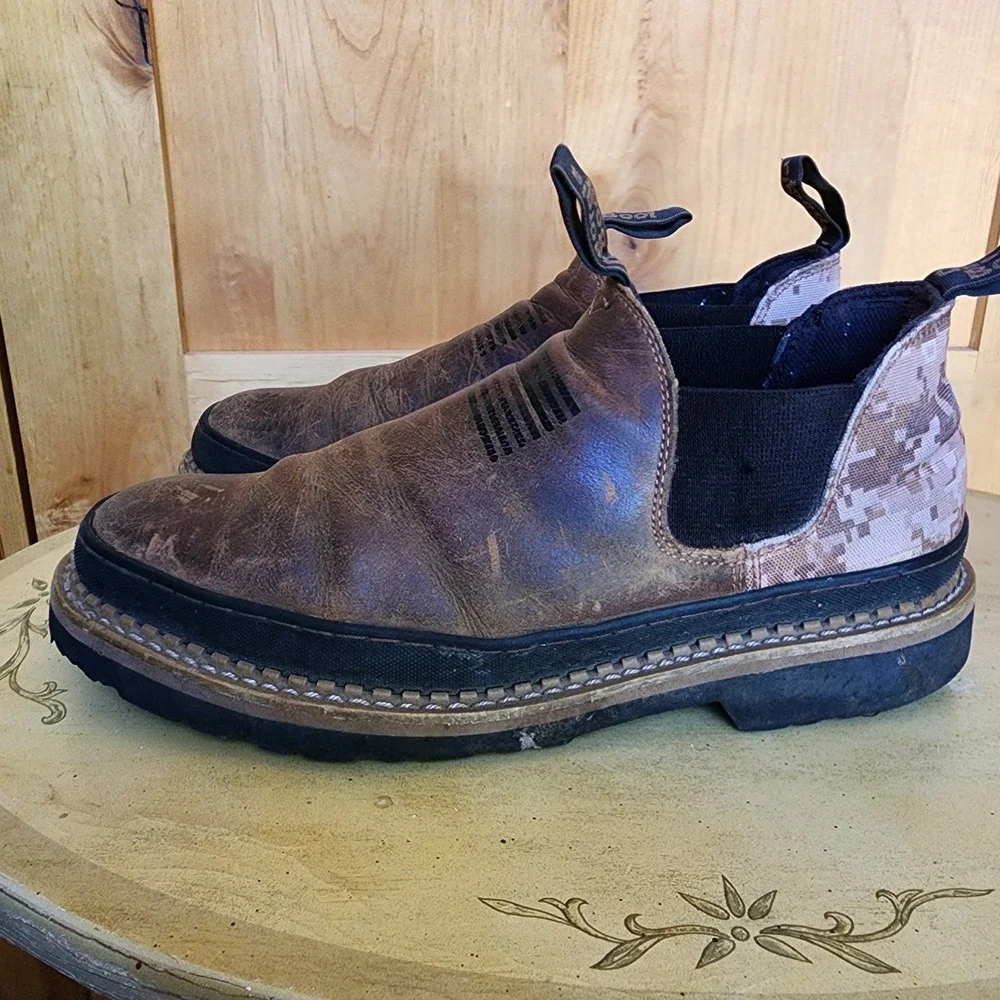 Georgia Boot Sz 11M Brown Leather Camo American Flag Romeo Work Boots GB00277
